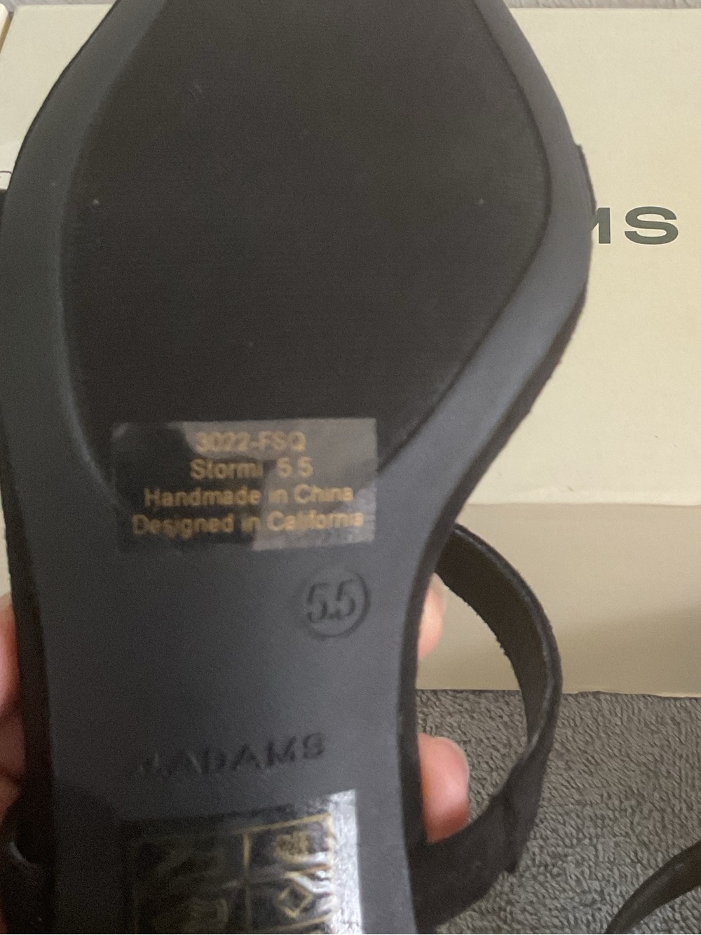 J. Adams Black Double-Strap Block Heel Sandals with White Accent - Picture 3 of 4